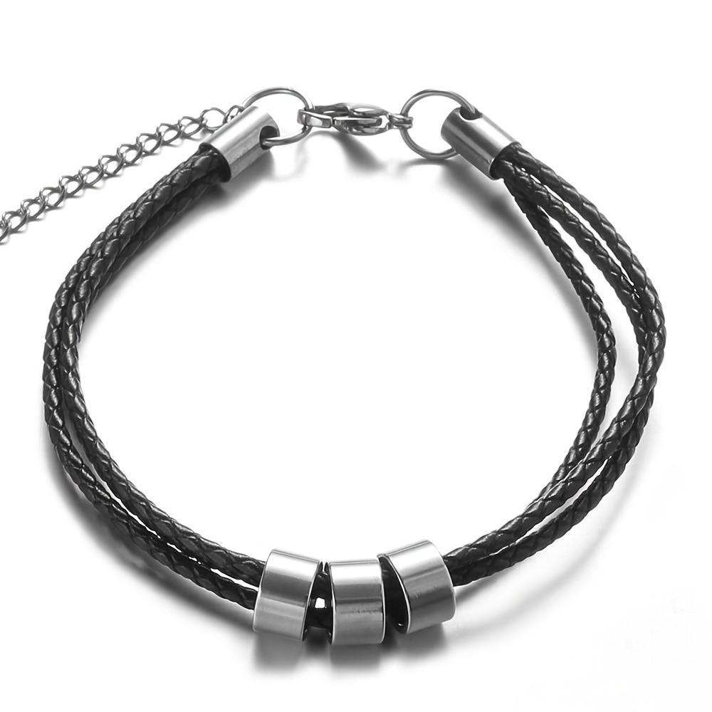 Custom Personalized Family Name Bracelet, 3-Layer Men's Bracelet